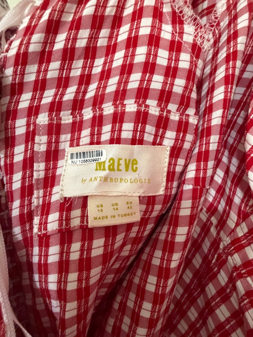 Anthropologie Maeve Gingham Bare Frill Mini Dress - Picture 13 of 14